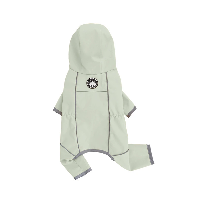 wholesale High Quality Reflective Pet Raincoat Four-legged Solid Color Pet Clothes Dog Jackets-green 1