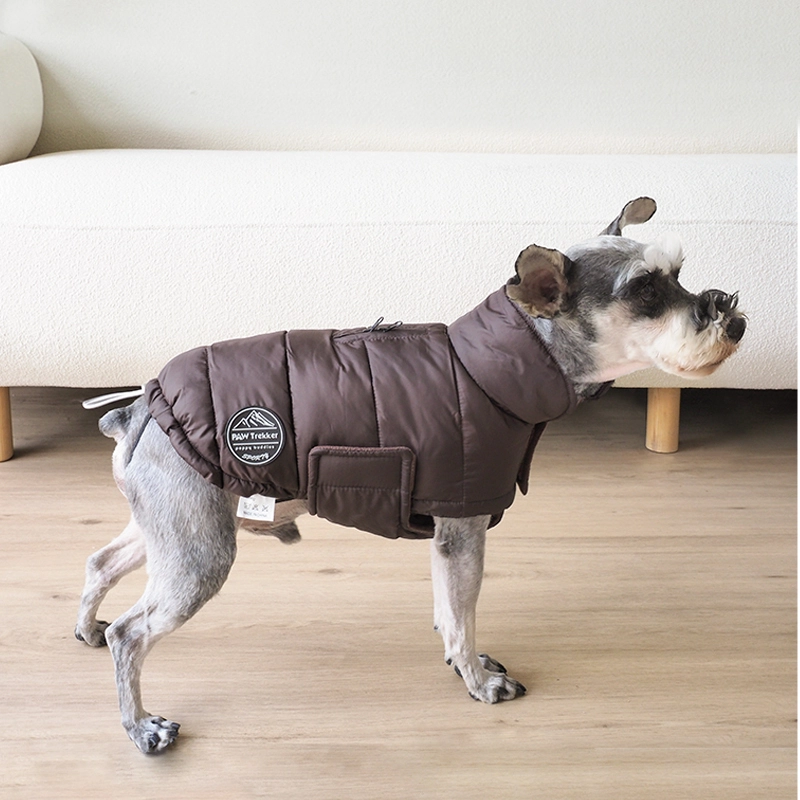 wholesale OEM Customize Ultra-light Water Repellent Dog Clothing Warm Fleece Winter Dog Puffer Coat-brown2 1