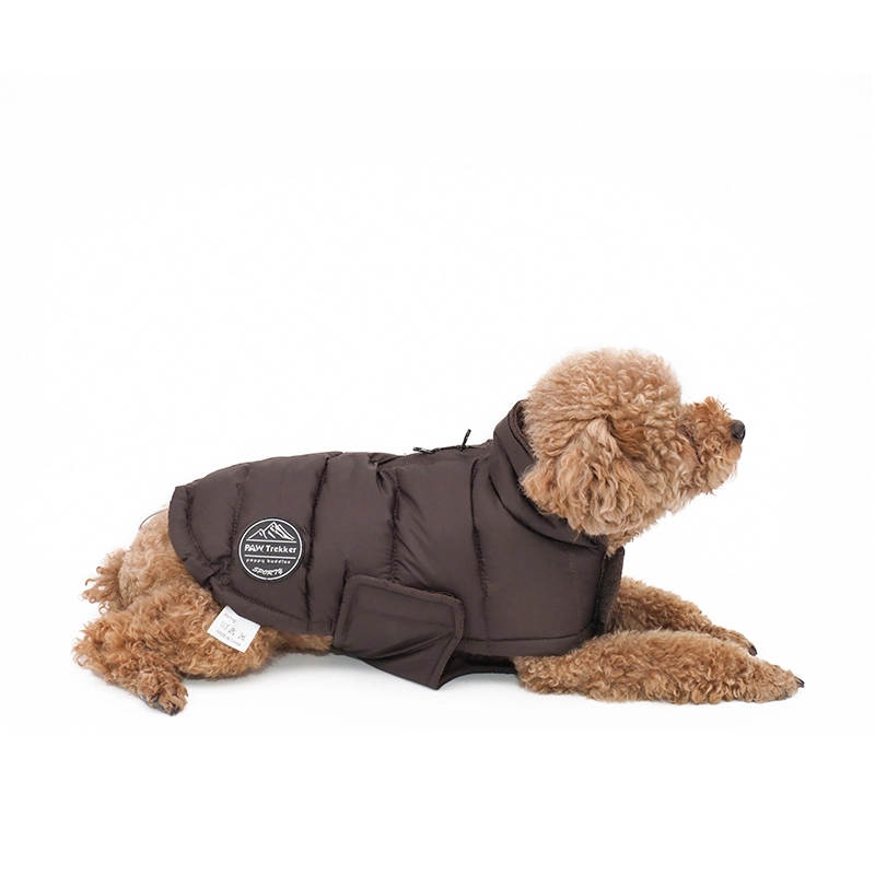 wholesale OEM Customize Ultra-light Water Repellent Dog Clothing Warm Fleece Winter Dog Puffer Coat-brown 1