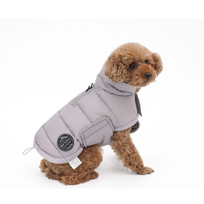 wholesale OEM Personalizar Ropa para perros repelente al agua ultraligera Abrigo acolchado para perros de invierno con forro polar cálido-gris claro 1
