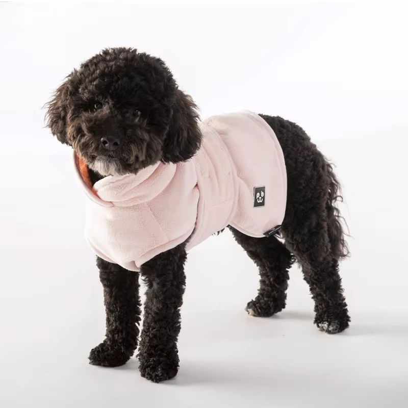 wholesale Customize Dog Drying Coat Microfiber Fast Drying Ultra Water Absorbent Dog Bathrobe Thick Dressing Gown-pink 1