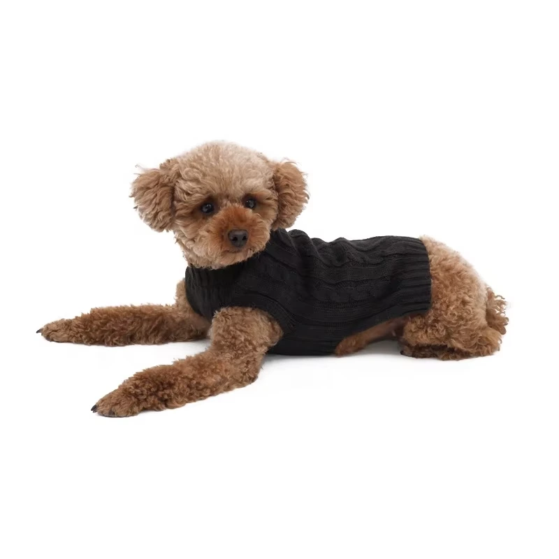 Wholesale Customize Dog Sweaters Turtleneck Dog Knitting Puppy Sweater for Cold Weather-black 1
