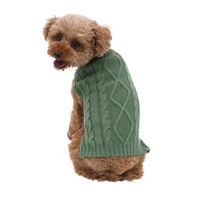 Groothandel aanpassen hondensweaters coltrui hond breien puppy trui voor koud weer-groen 1