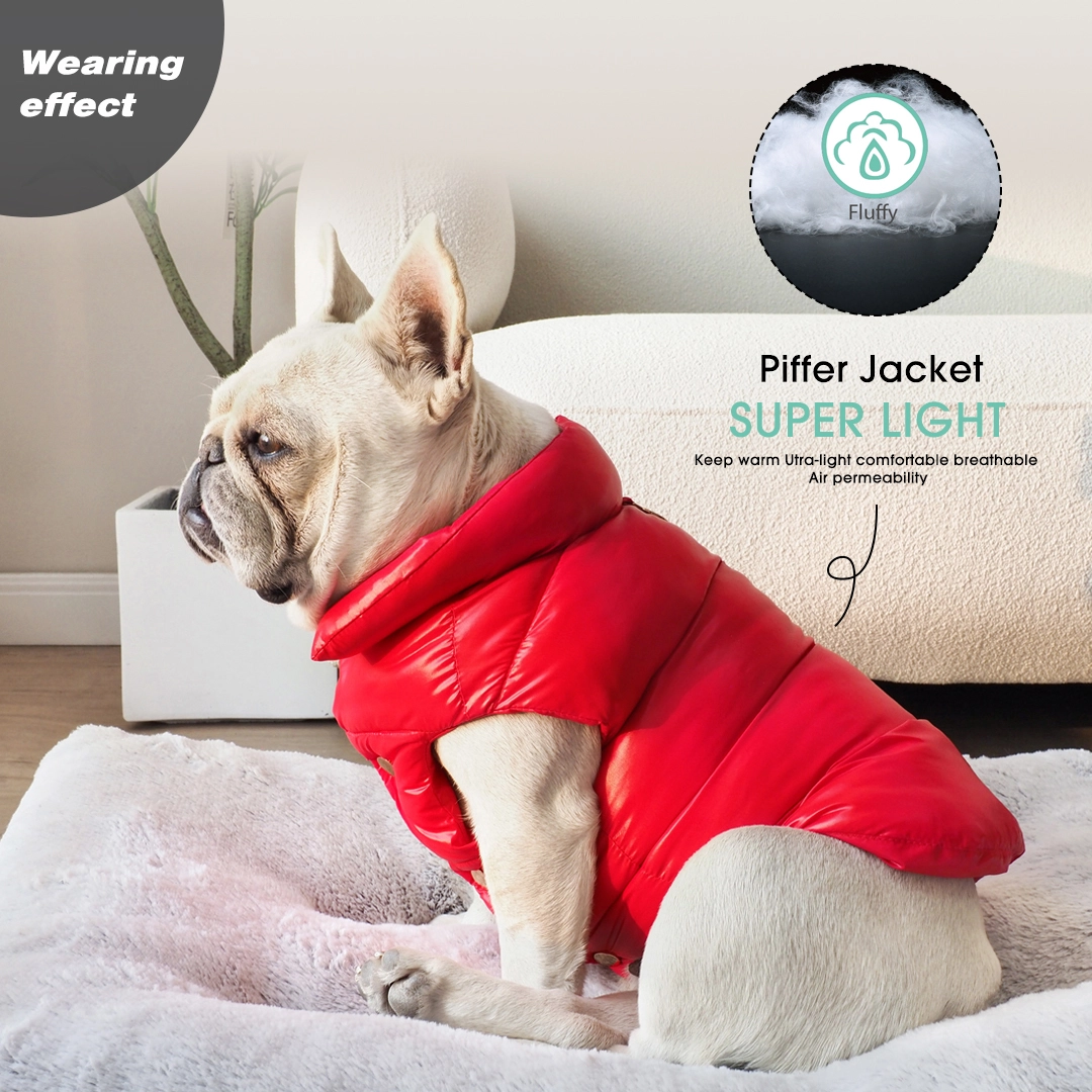 wholesale Wind Proof Dog Winter Coat Cotton-Padded Warm Dog Puffer Jacket-red 1