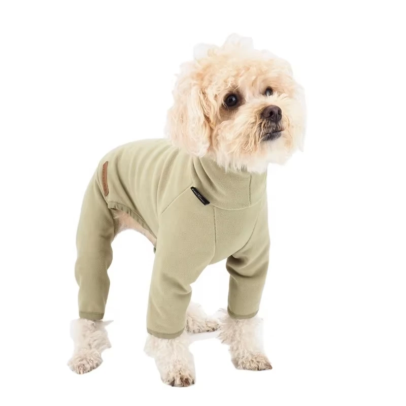groothandel Herfst Winter 4-poots hondenjas Rekbare coltrui Hondenjumpsuit-groen 1