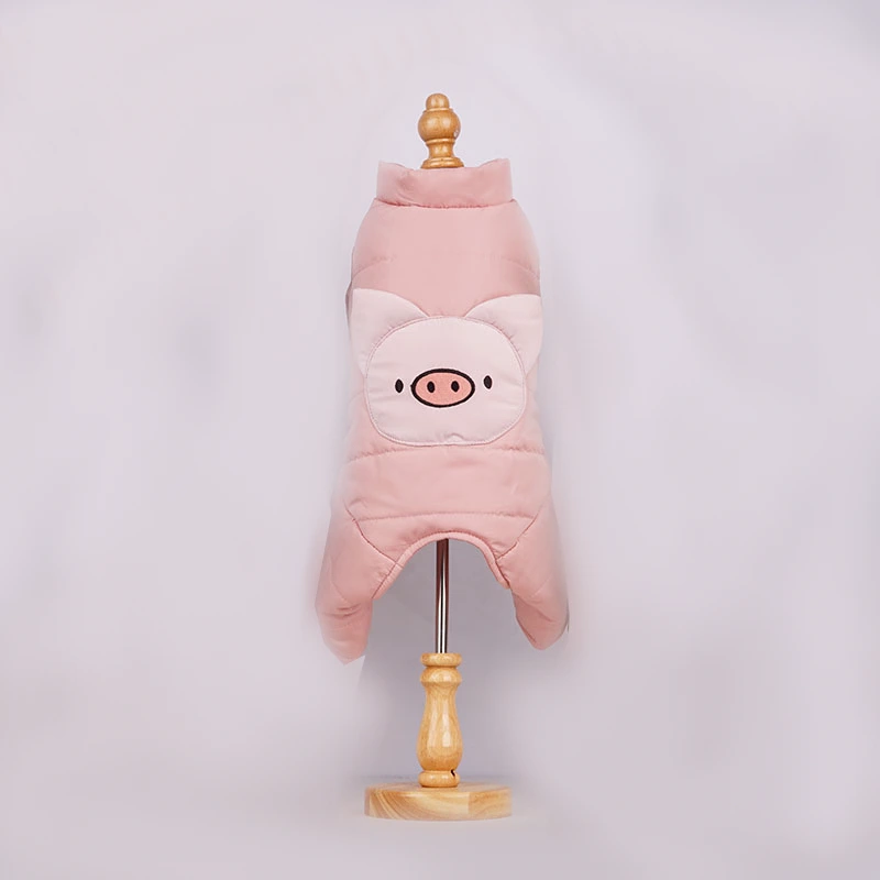 Hotsale Pet Winter Clothes Dog Puffer Jacket Dog Winter Coat Polyester Opp Bag CLASSIC Print Picture Sustainable Small Animals-pink pig style 1