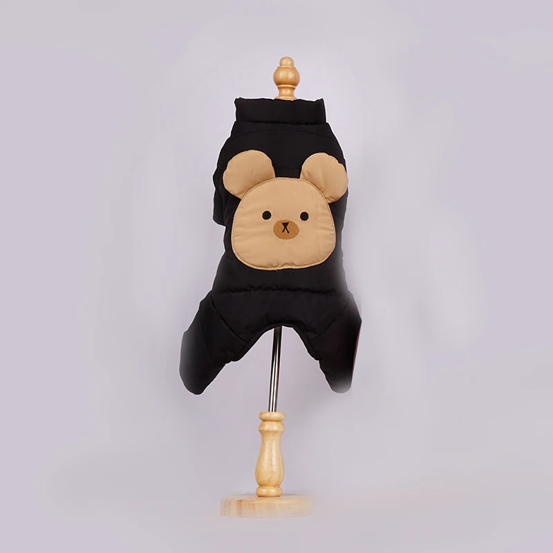 Hotsale winterkleding voor huisdieren Hond pufferjack Hondenwinterjas Polyester Opp Zak KLASSIEK Printfoto Duurzame kleine dieren - zwarte beerstijl 1