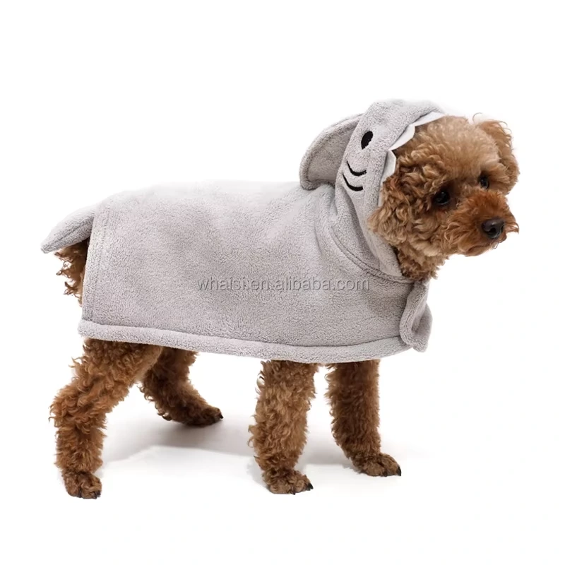 wholesale Customize Microfiber Dog Drying Coat Fast Drying Super Water Absorbent Cartoon Dog Bathrobe Towel grey 1