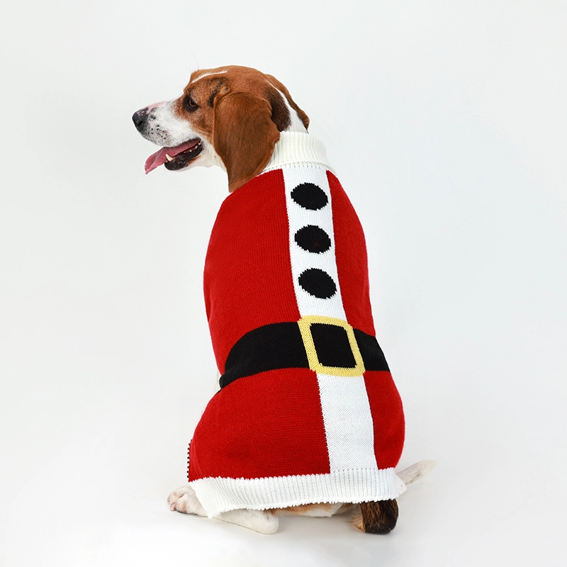 In de fabriek aangepaste veelkleurige kersthondentrui XL groen gebreid huisdiervest trui Designer huisdierkleding kerstman 1