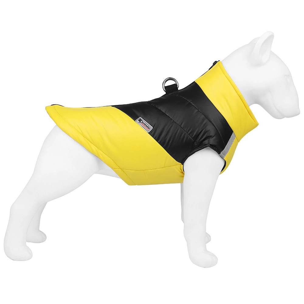 Venta al por mayor de moda para perros, abrigos de invierno impermeables, chaquetas, ropa para perros de diseñador, ropa repelente al agua para perros, ropa para mascotas amarilla 1