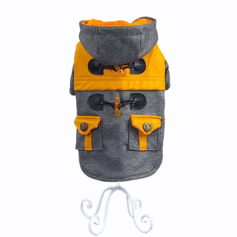 Venta al por mayor Abrigo clásico para perros Chaquetas de algodón para mascotas Chaleco cálido impermeable para perros-amarillo 1