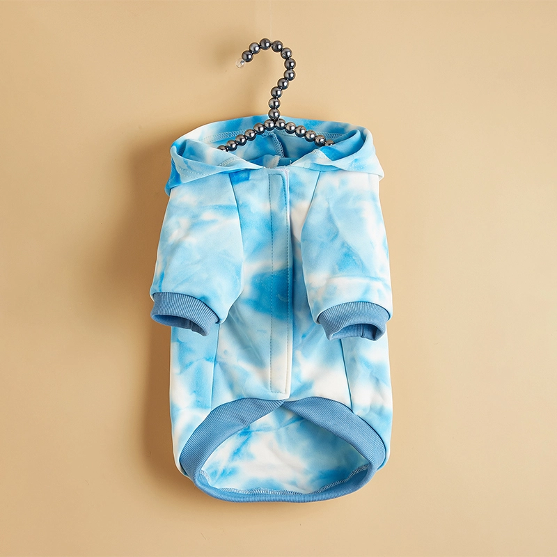 Venta al por mayor, sudadera con capucha de algodón de lujo, ropa cálida suave Multicolor personalizada para perros, ropa para mascotas con estampado de cachorros, azul 1