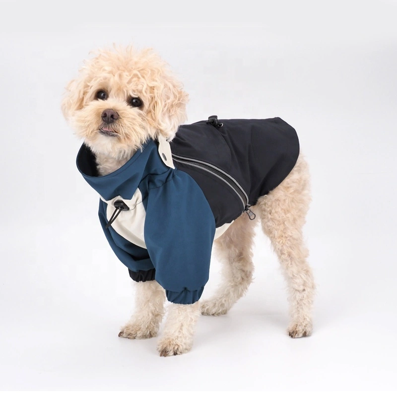 Customize blue Fashionable Dog Coat Adjustable High-necked Dog Jacket Patchwork Casual Wear For Dogs 1