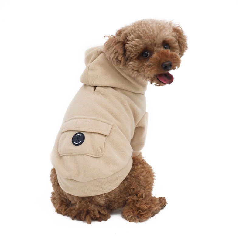 Factory Wholesale Customize Dog Clothes Spring Fall Fashion Knitted Basic Dog Hoodie Pet Clothing beige 1