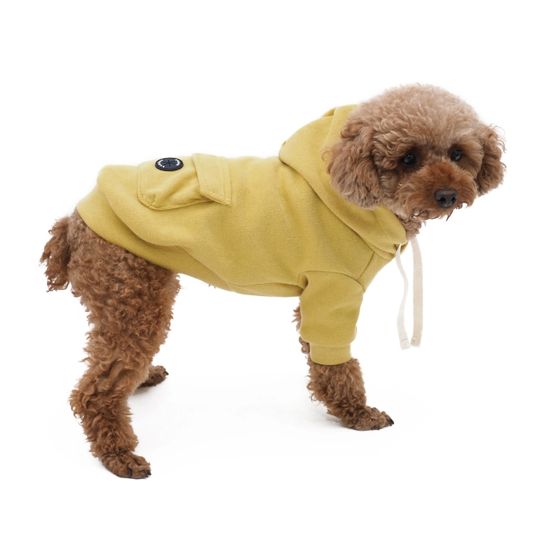 Factory Wholesale Customize Dog Clothes Spring Fall Fashion Knitted Basic Dog Hoodie Pet Clothing yellow 1