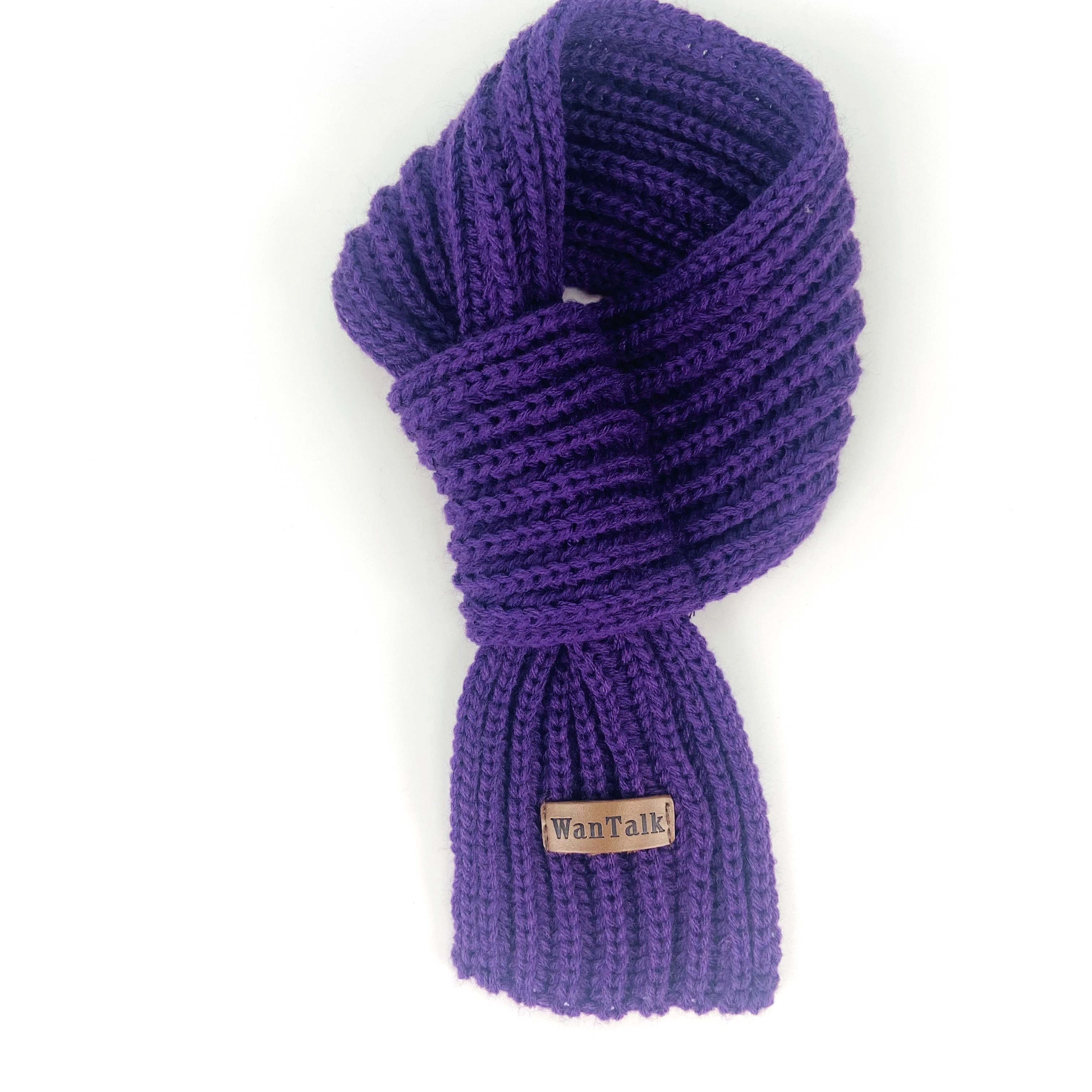 groothandel Klassieke katoenen gebreide sjaal Effen stijl huisdierketting voor winter en herfst Populaire hondensjaal paars 1