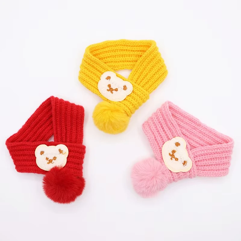 Wholesale Solid Style Knitted Pet Scarf Winter and Fall Popular Knitted Cat Dog Bandana Cute Pet Apparel Accessory 1