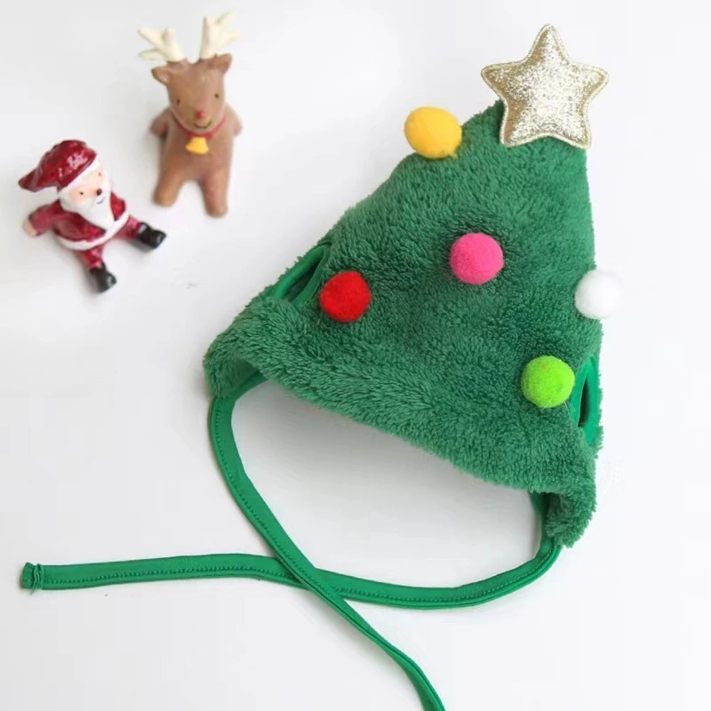 groothandel Mooie Mooie Kerst Hond Kat Kerstmuts Kleine Middelgrote Honden Accessoires Ornament Dierbenodigdheden Hoeden voor Honden Katten groene boom 1