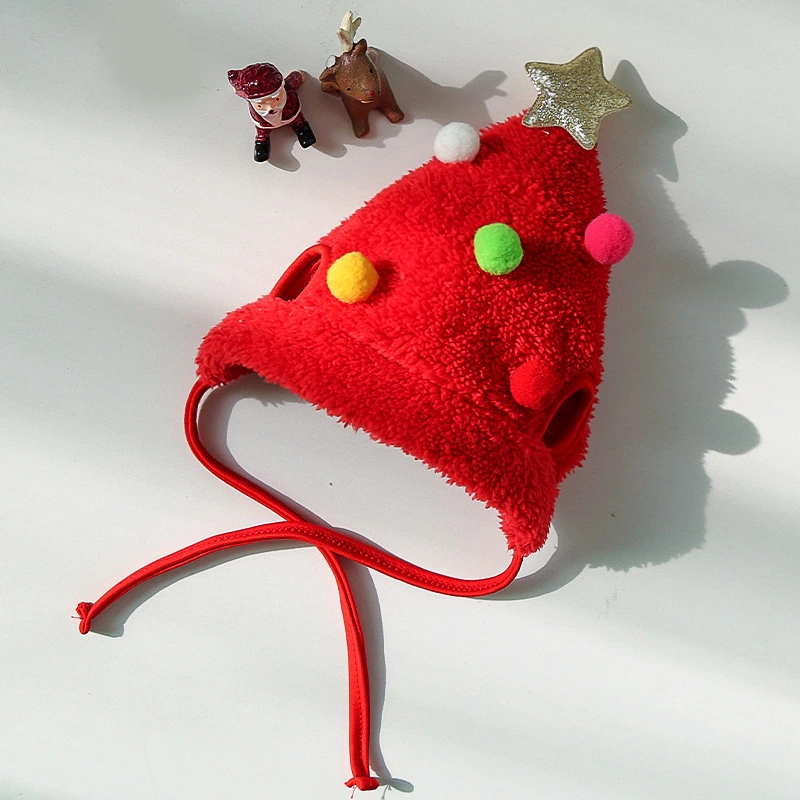 groothandel Mooie Mooie Kerst Hond Kat Kerstmuts Kleine Middelgrote Honden Accessoires Ornament Dierbenodigdheden Hoeden voor Honden Katten rode boom 1