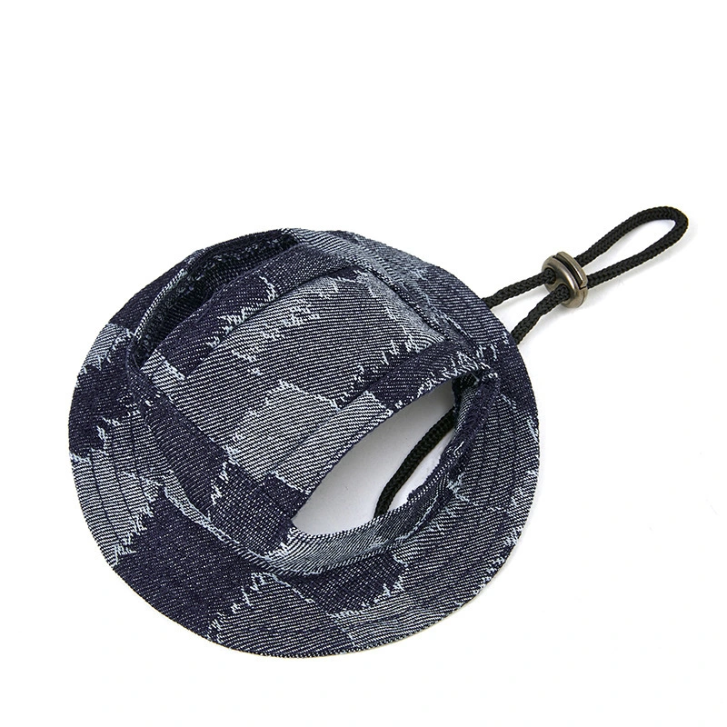 Custom Design Plaid Adjustable Dog Sunscreen Baseball Cap Outdoor Sports Hat With Ear Holes blue1 1