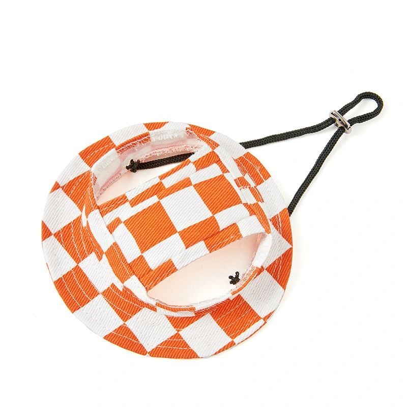 groothandel Outdoor huisdieraccessoire Verstelbare hondenhoed Zomerschaduw Ademende baseballpet Pet-hoeden met oorgaten-oranje 1
