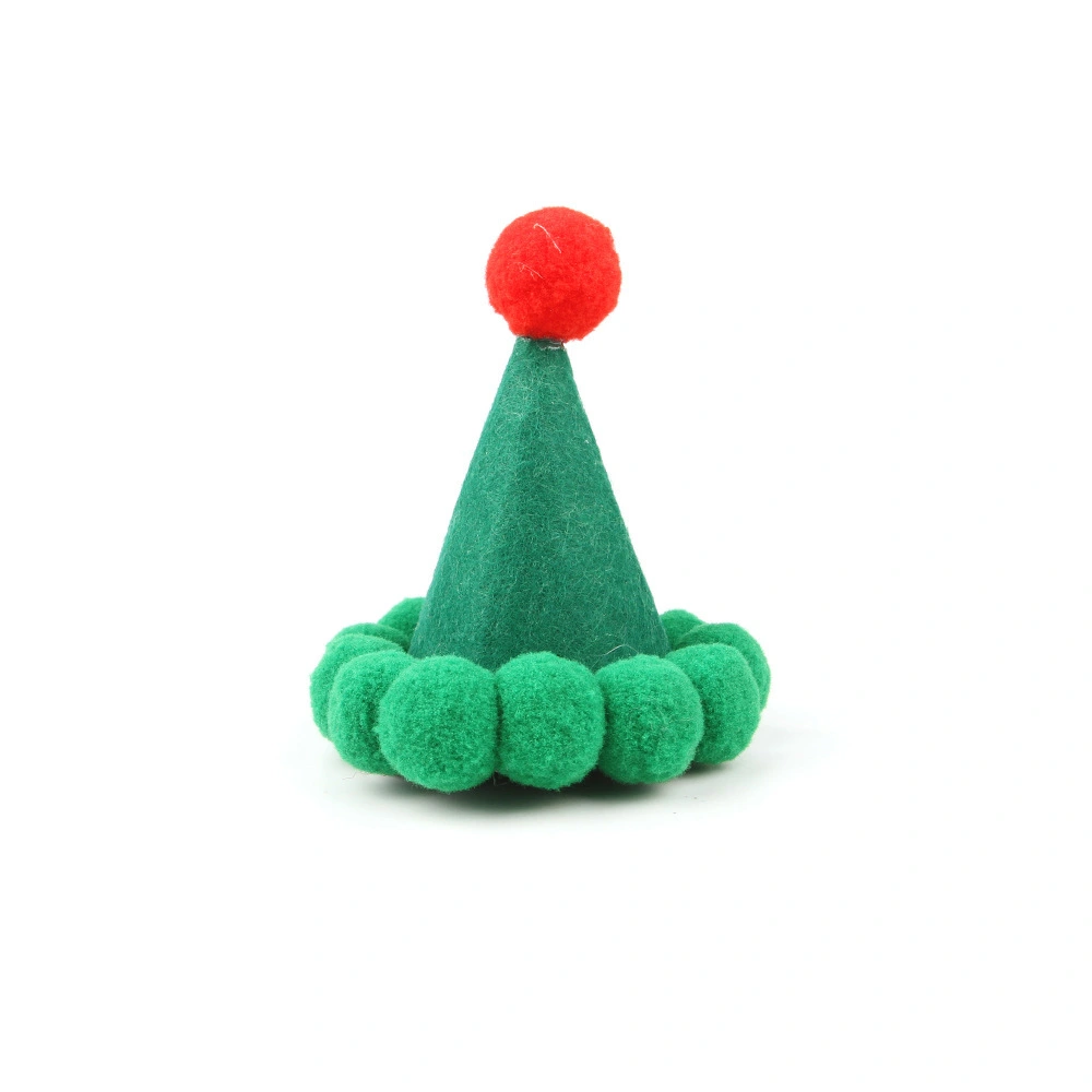 wholesale Nueva mascota Sombrero ajustable Vestido de gatito Bola de felpa Vestido de sombrero de Papá Noel Tocado de fieltro Sombrero de Navidad de Navidad Sombrero para mascotas-verde 1