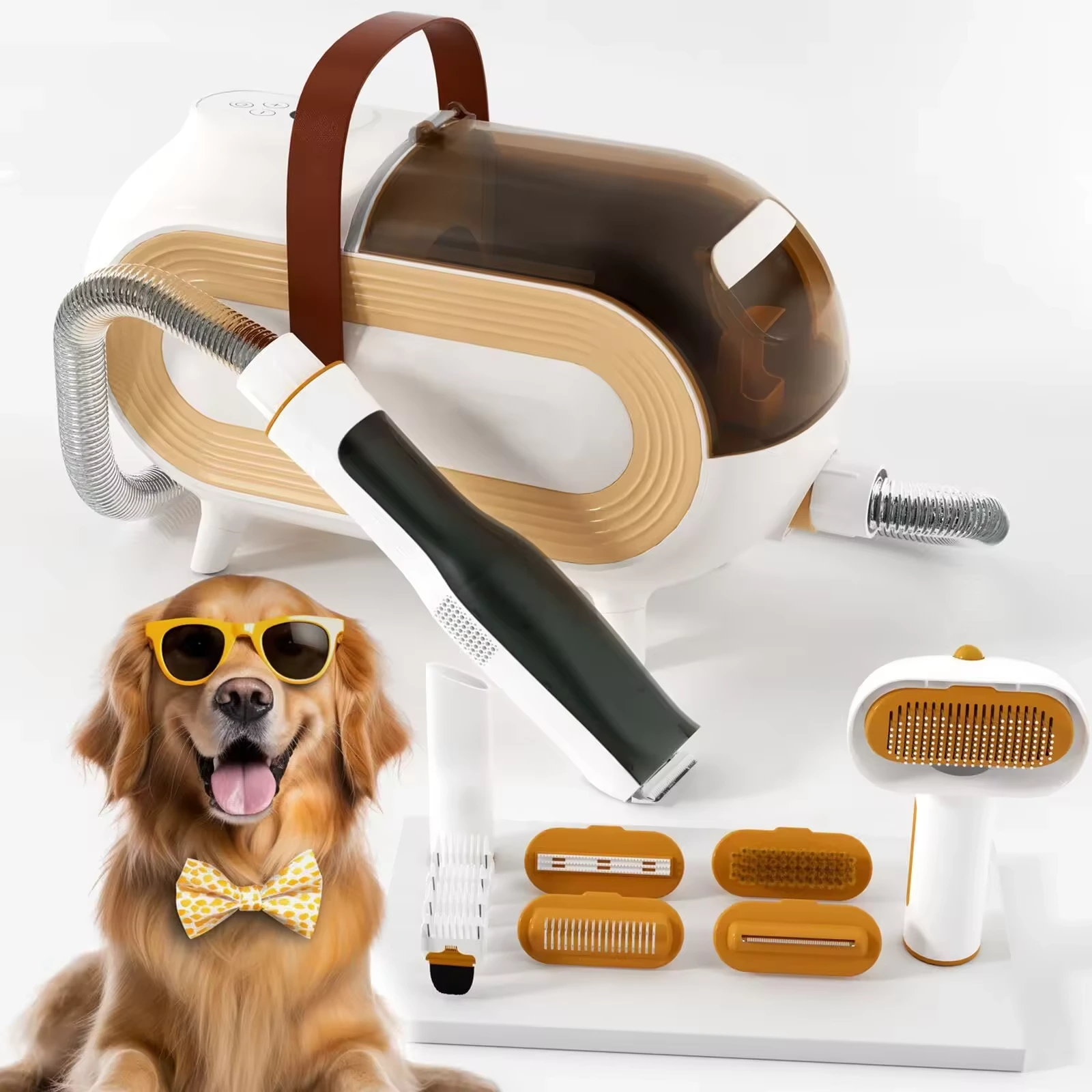 groothandel Fabriek Vacuüm Dierenverzorgingsset Tondeuses Trimmers Slicker Elektrische Draagbare Hond Kat Haarverwijderaar Gereedschapsset oranje 1