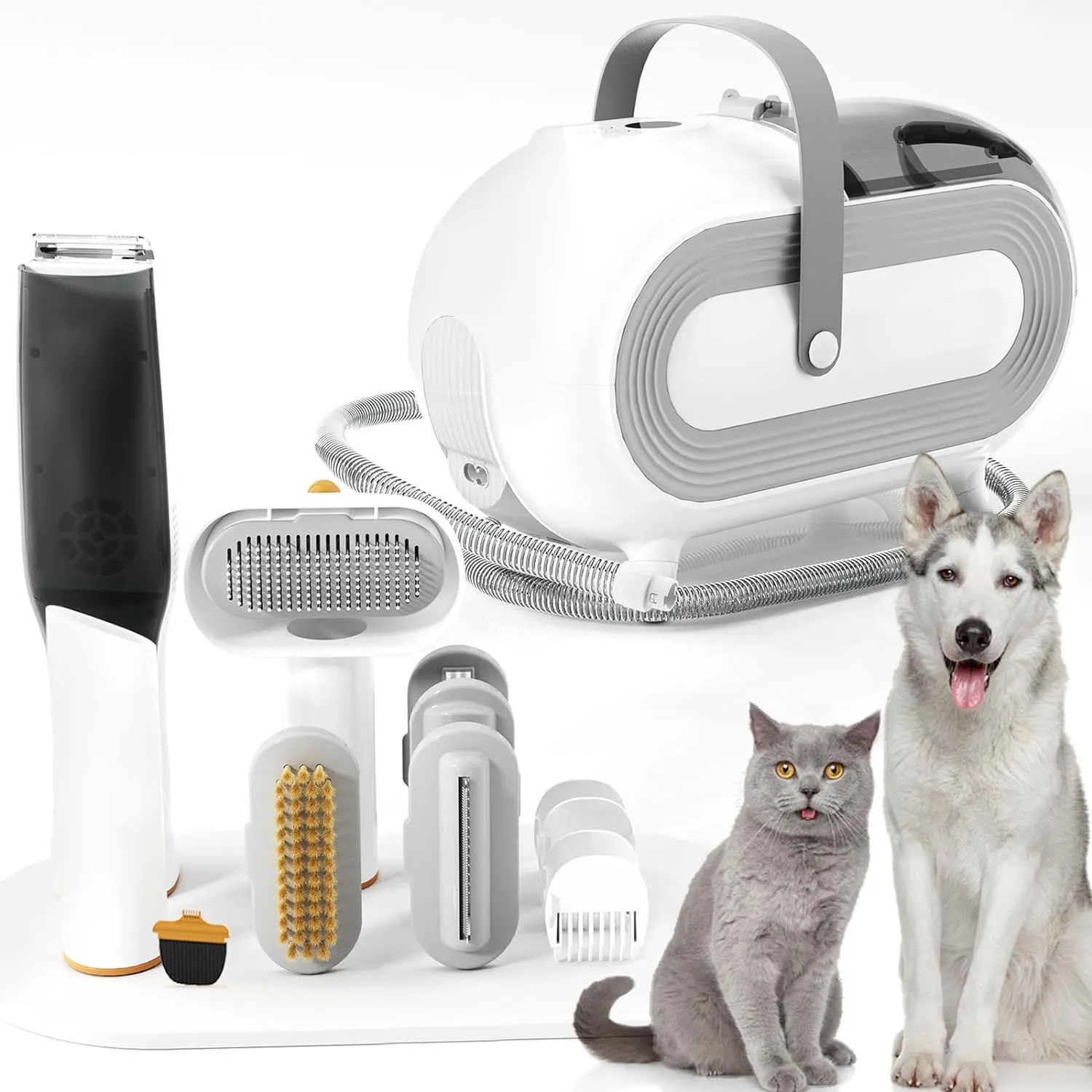 Venta al por mayor, kit de cuidado de mascotas con vacío de fábrica, cortadoras, cortadoras, cortadora, eléctrica, portátil, para perros y gatos, kit de herramientas para quitar el pelo, blanco 1