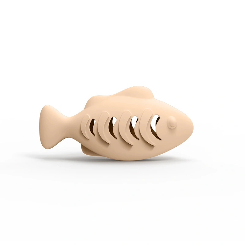 wholesale New Cat Toy Cat Slow Feeder Fish-shaped Chew-resistant Grinding Teeth Interactive Cat Toy orange fish style 1