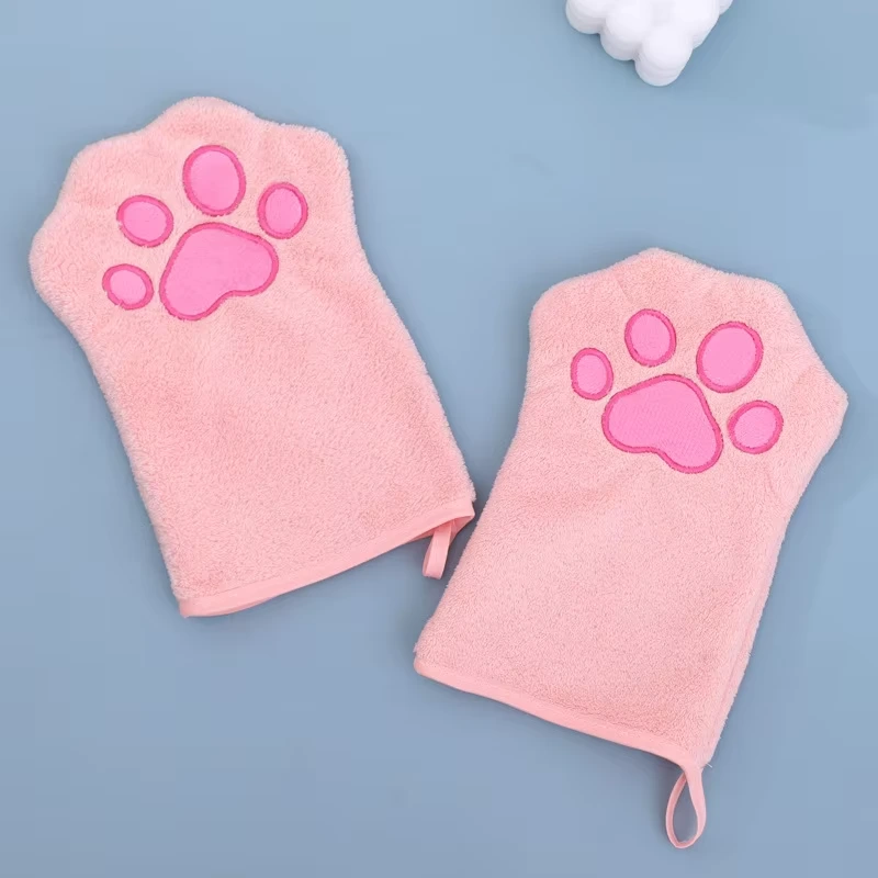 wholesale Custom Pet Hair Cleaning Pet Dog Bath Fast Drying Super Absorbent Pet Dog Cat Bath Towel Pet Drying Gloves pink 1