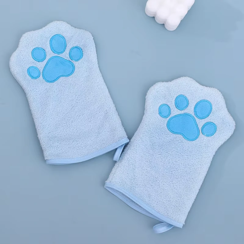 Groothandel op maat gemaakte huisdierenhaarreiniging Hondbad Sneldrogend Superabsorberend Hond Kat Badhanddoek Huisdierdrooghandschoenen blauw 1