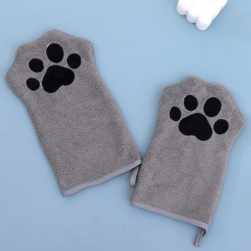 wholesale Custom Pet Hair Cleaning Pet Dog Bath Fast Drying Super Absorbent Pet Dog Cat Bath Towel Pet Drying Gloves grey 1