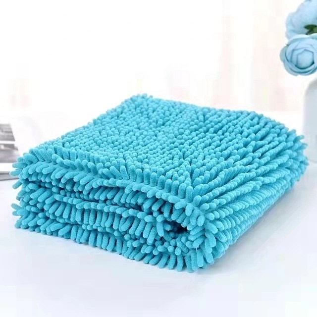 Factory Super Soft Pet Bath Plush Chenille Towel Pet Blanket Pet Towel blue 1