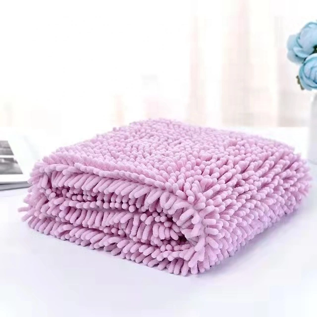 Factory Super Soft Pet Bath Plush Chenille Towel Pet Blanket Pet Towel pink 1