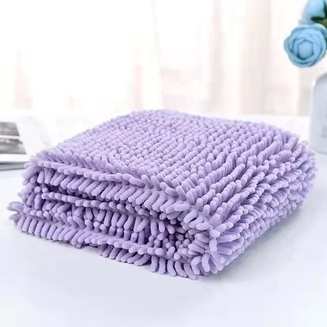 Factory Super Soft Pet Bath Plush Chenille Towel Pet Blanket Pet Towel pruple 1