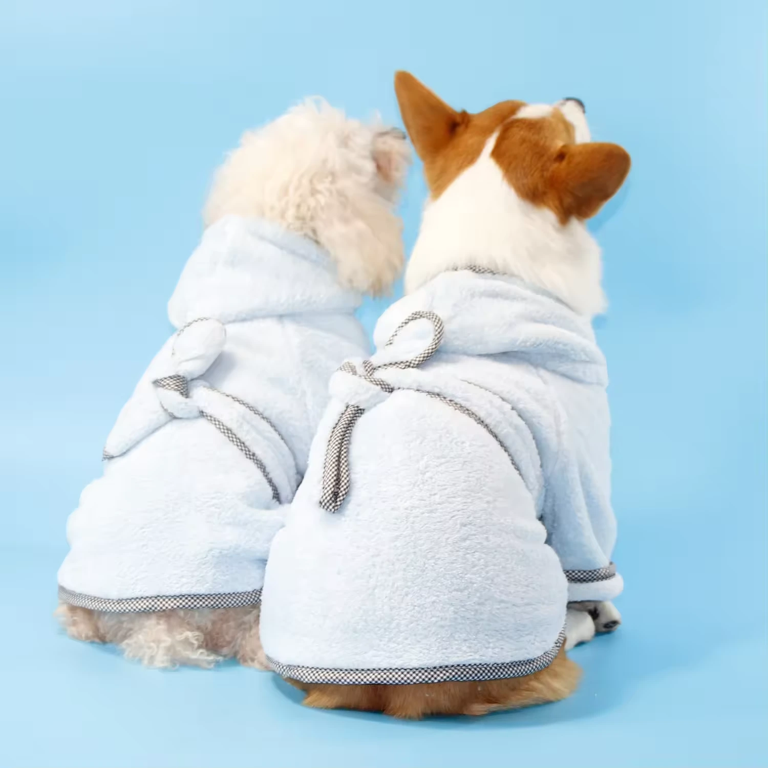 Wholesale Pet Vacation Bathrobe Solid Color Fast Drying Medium Dog Bathrobe Absorbent pet towel pet clothes blue 1