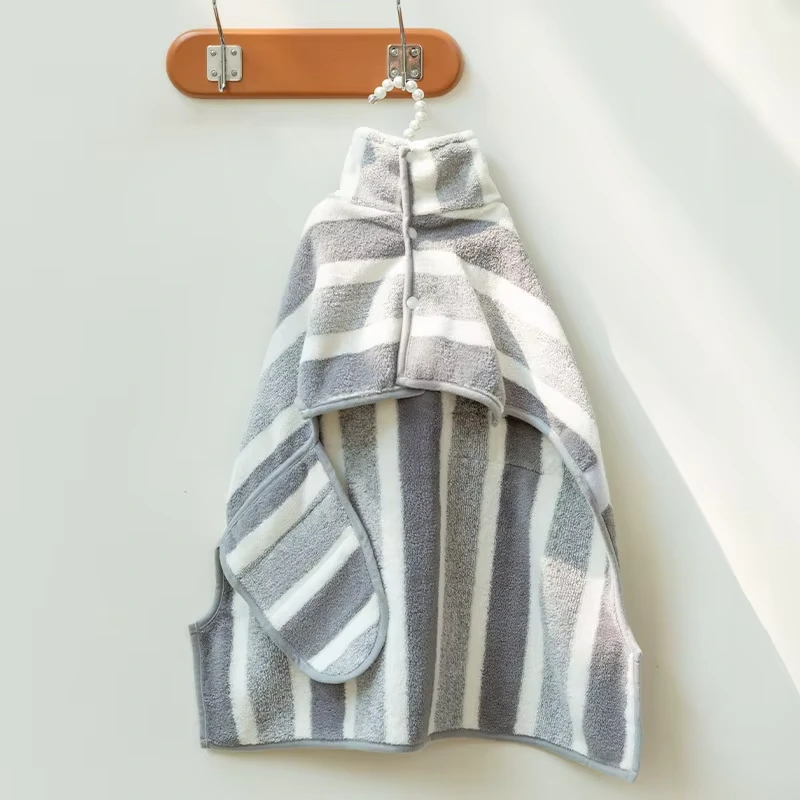 Wholesale Microfiber Dog Bathrobes Absorbent Pet Towel after Bath Shower Dog Drying Coat Robe for Pet Swimming Clothes dark grey&white 1