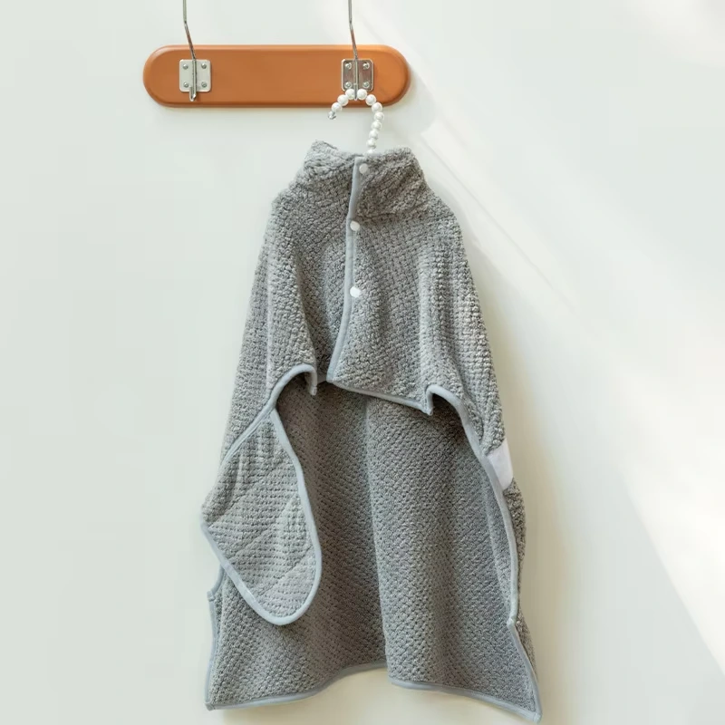 Wholesale Microfiber Dog Bathrobes Absorbent Pet Towel after Bath Shower Dog Drying Coat Robe for Pet Swimming Clothes dark grey 1