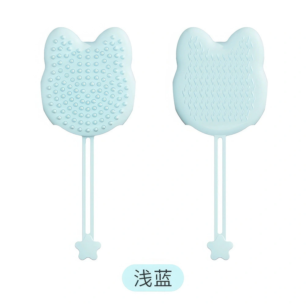 wholesale Double-Sided Pet Silicone Cat Gloves New Cross-Border Bathing Artifact with Floating Hair Comb for Cats and Dogs  blue cat shape 1