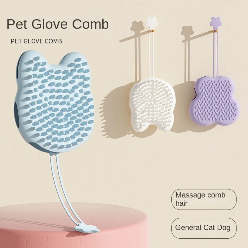 wholesale Double-Sided Pet Silicone Cat Gloves New Cross-Border Bathing Artifact with Floating Hair Comb for Cats and Dogs cat shape 1
