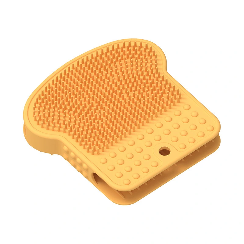 wholesale Dog bath massage comb silicone hair removal pet products Cat gloves Cat hair removal pet hair removal brush  orange bread shape 1