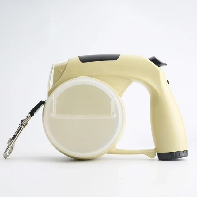 Hot sale Retractable Adjustable Multifunctional Dog Leash LED Night Walking Water Bowl Food Bowl Poop Bag in One Pet Leash yellow 1