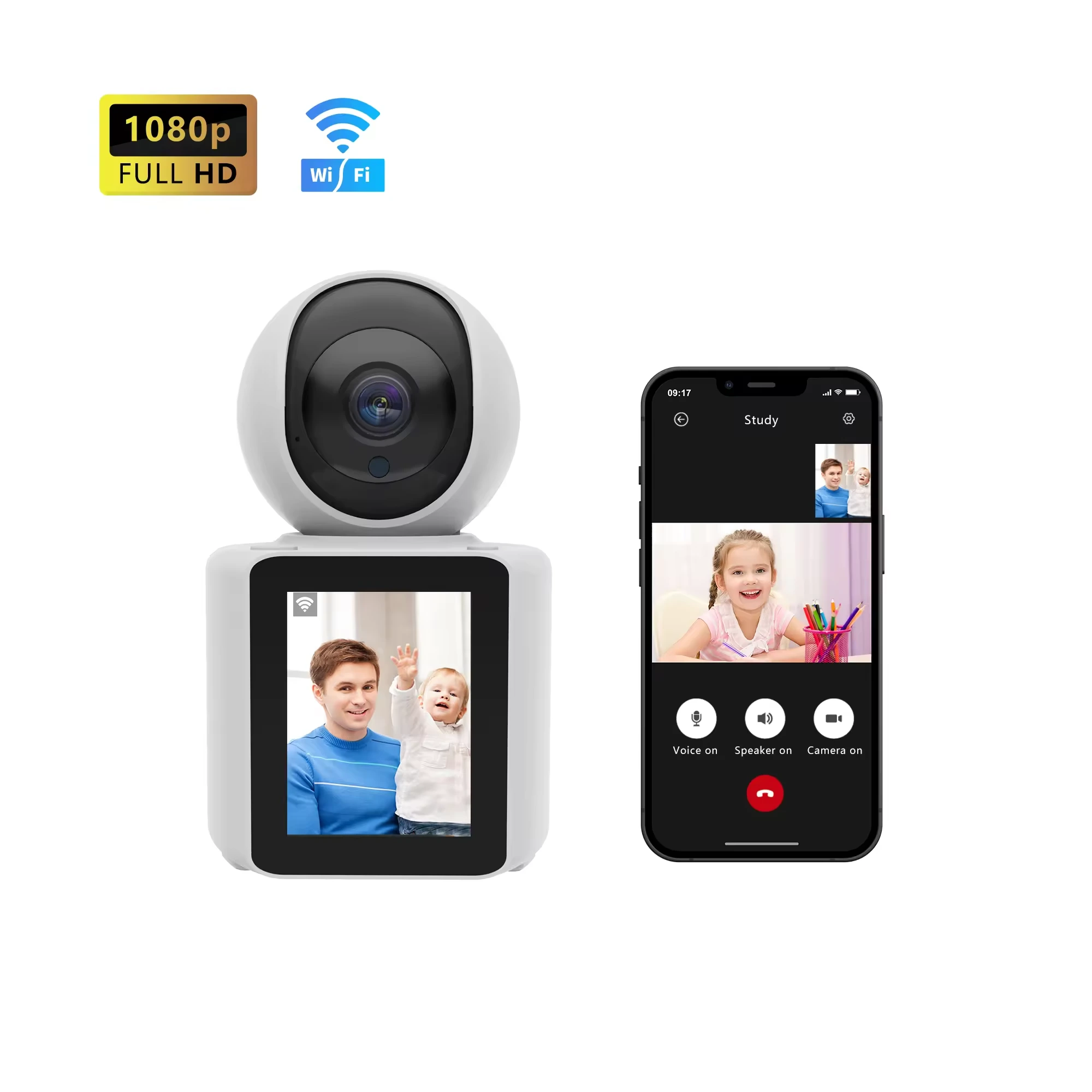 Indoor Wireless Remote Care  Pet Dog Cat Home Security Surveillance Camera Humanoid Detection Wifi  Monitor Camera white 1