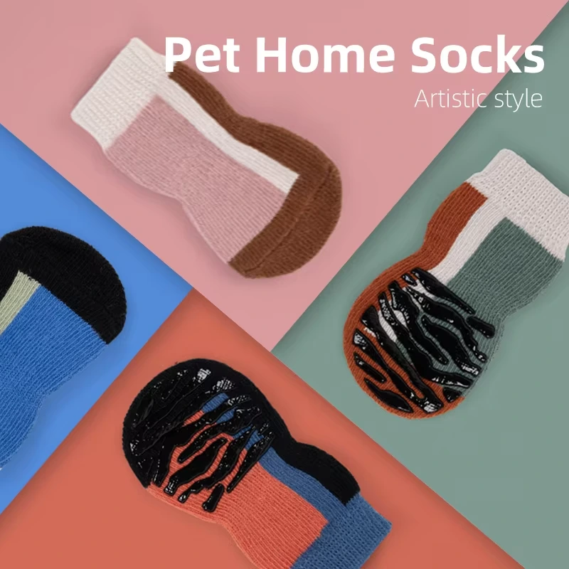 Wholesale Fashion Pattern Warm Winter Pet non slip Sock for Dog Design Both Side Grip Anti-slip Pet Shoes & Socks 1