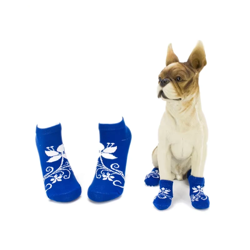 groothandel huisdierkleding MINI honden waterdichte schoen antislip bescherm pootsokken op maat ontwerp ondersteuning blauw 1