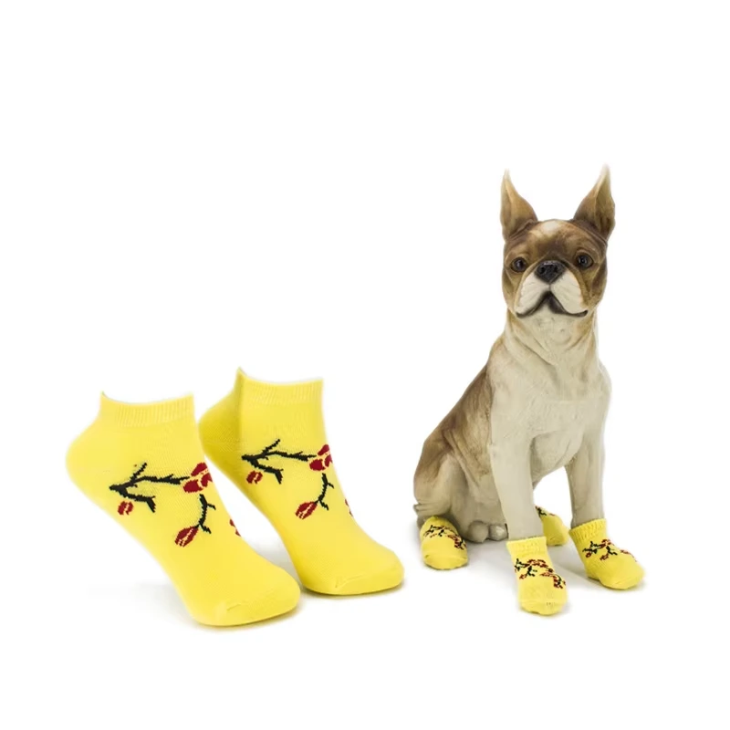 groothandel huisdierkleding MINI honden waterdichte schoen antislip bescherm pootsokken op maat ontwerp ondersteuning geel 1