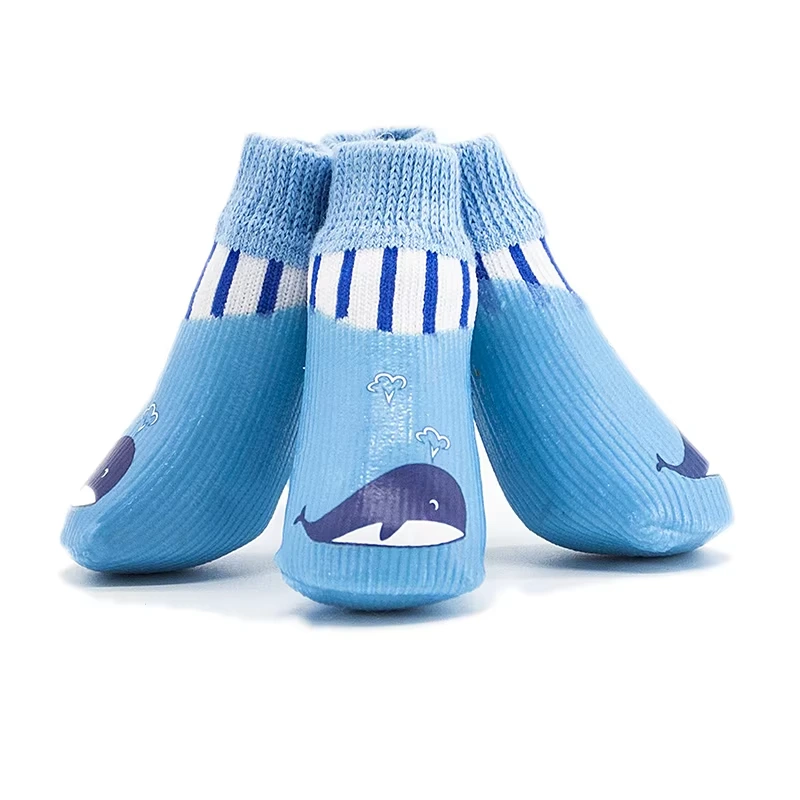 groothandel huisdierkleding MINI waterdichte schoen voor honden, antislipbescherming, pootsokken, aangepast ontwerp, ondersteuning van blauwe vinvisstijl 1