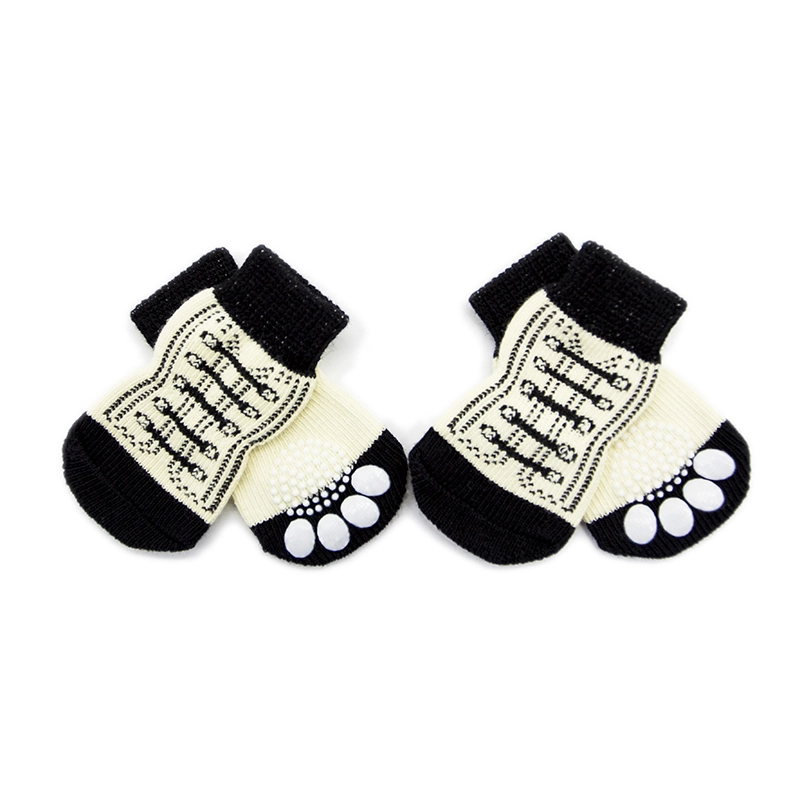 wholesale Pet apparel MINI dog waterproof shoe anti slip protect paw socks custom design support  balck&white 1