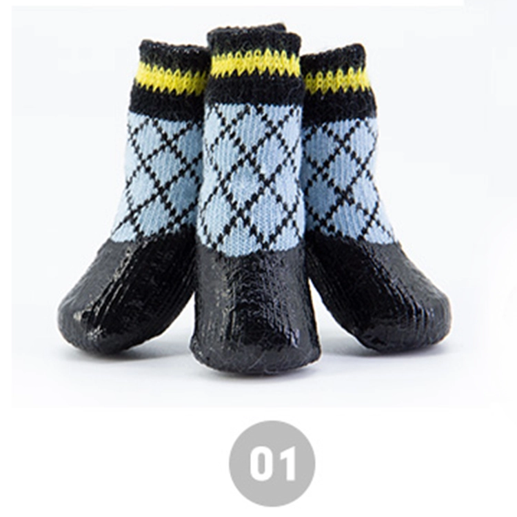 wholesale Pet apparel MINI dog waterproof shoe anti slip protect paw socks custom design support blue+black 1