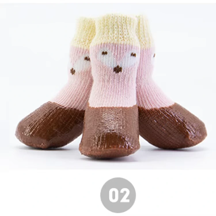 groothandel huisdierkleding MINI honden waterdichte schoen antislip bescherm pootsokken op maat ontwerp ondersteuning roze + bruin 1